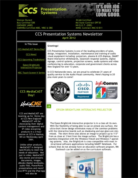 April 2012 Newsletter